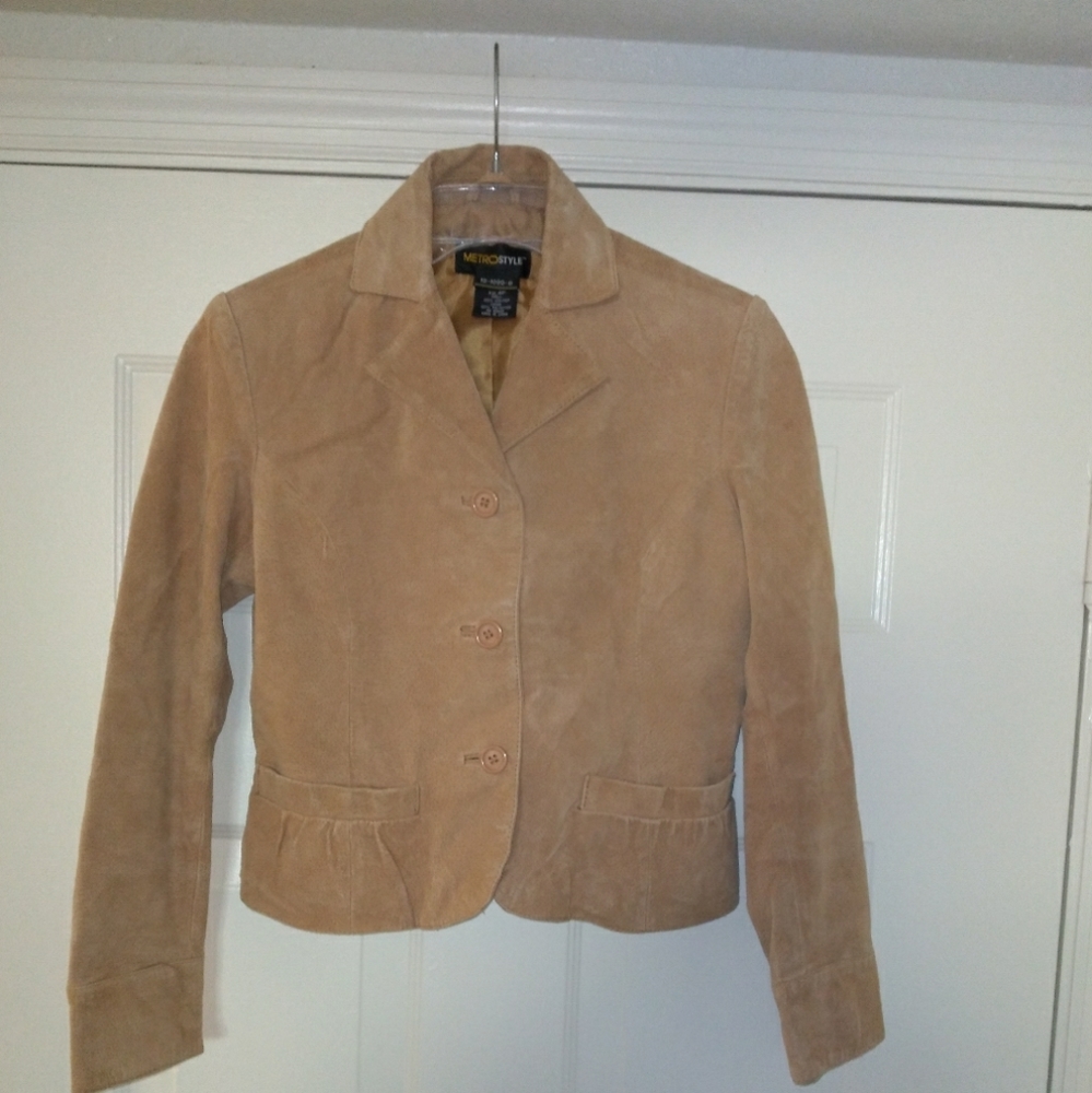Metrostyle suede leather tan women's girls jacket